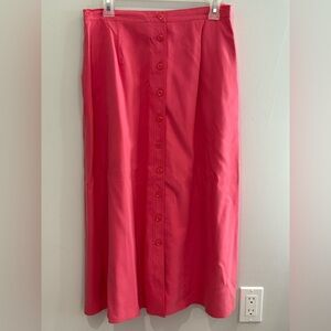 Talbots 12P Silk Elegant Pink Button-Down Skirt w Pockets 254